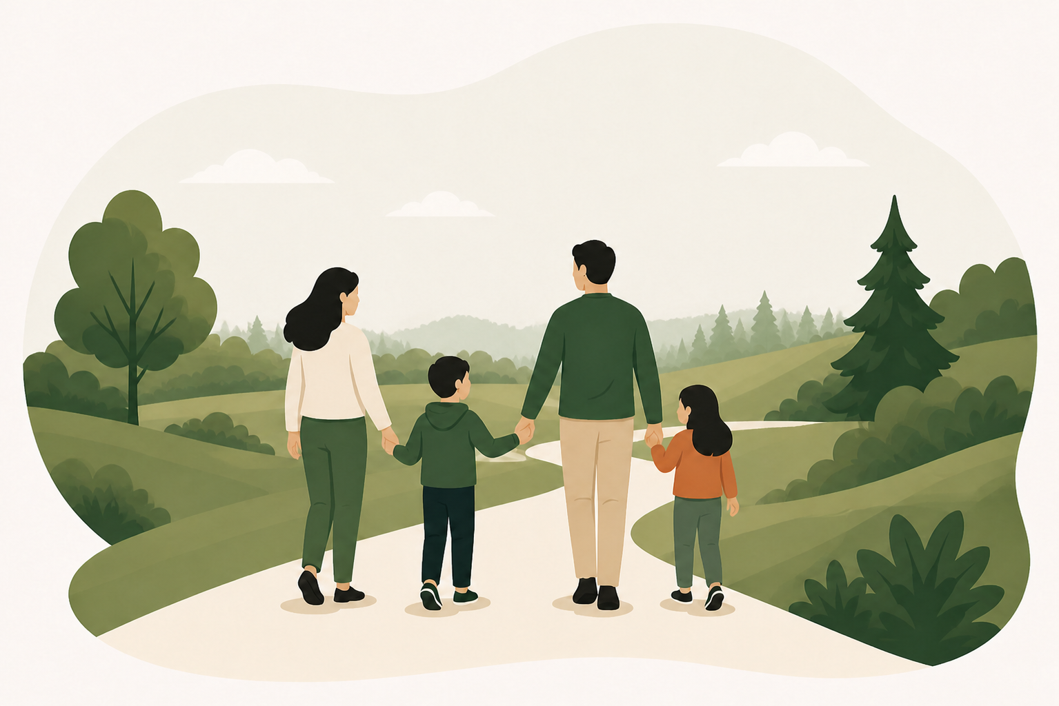 A family walking together toward their child's future